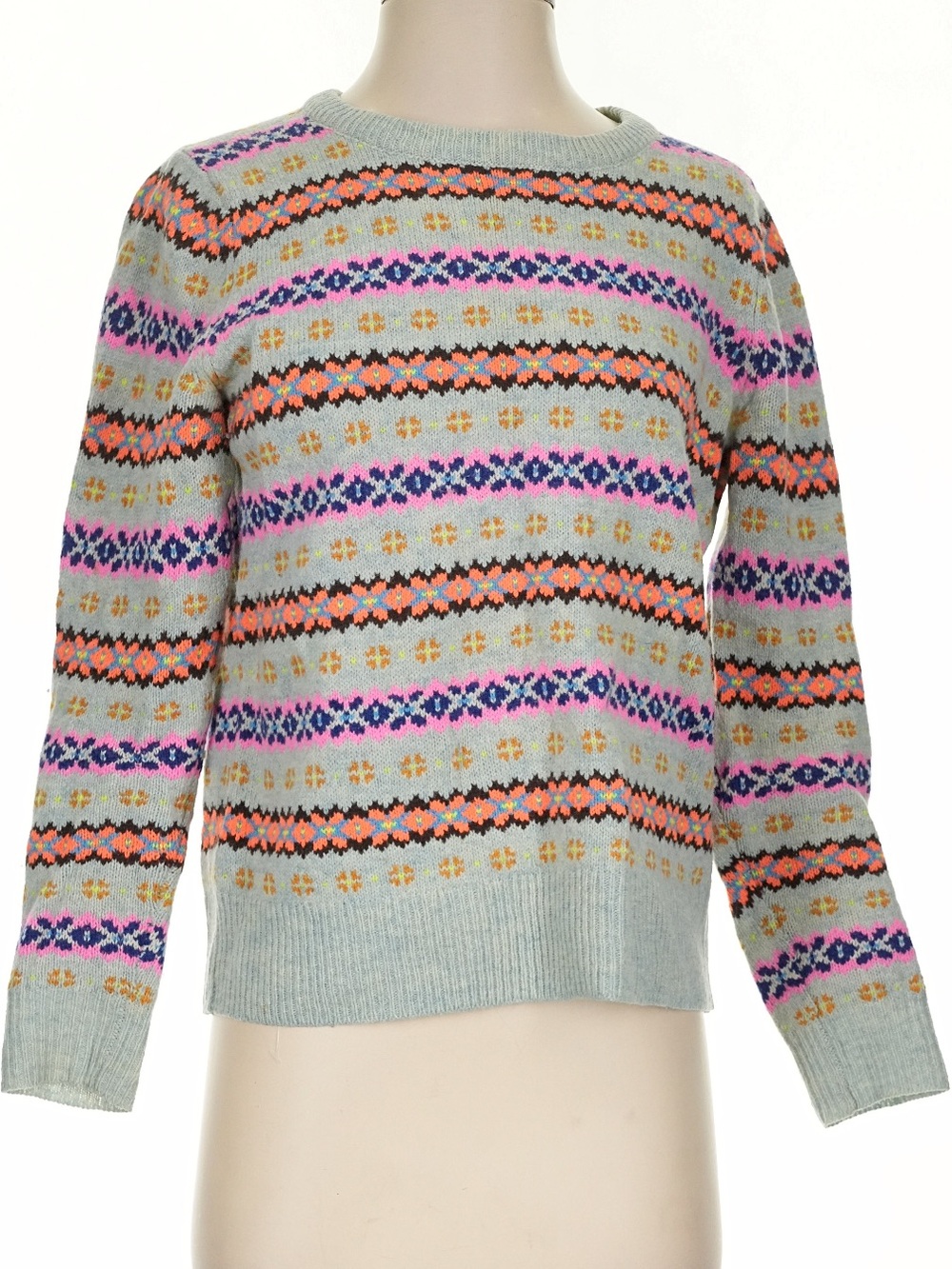 NEW! J. Crew Light Blue Fair Isle Sweater Sz XS